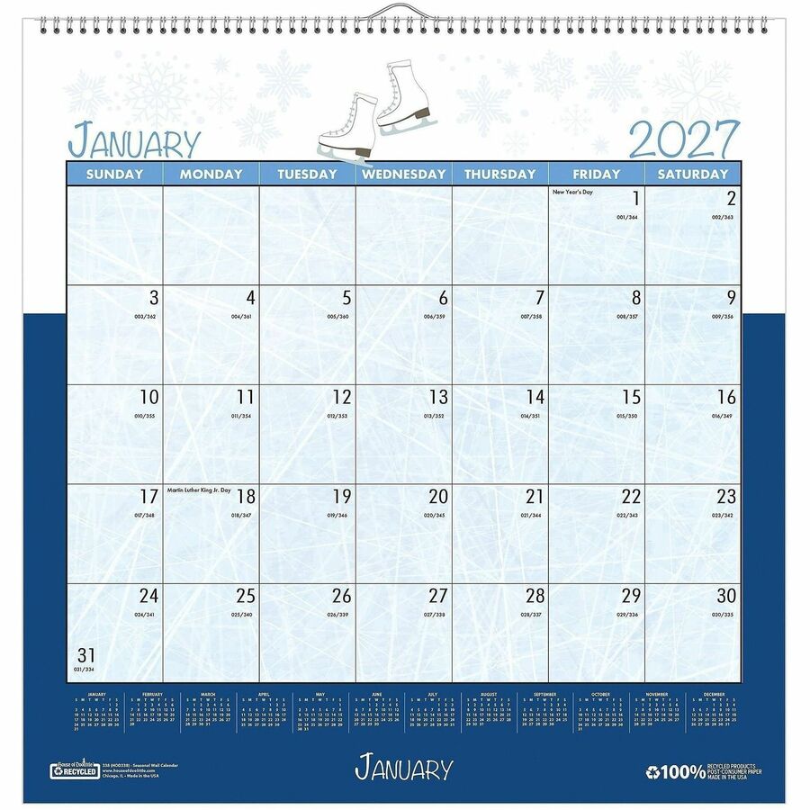 House of Doolittle Monthly Wall Calendar Seasonal Holiday Depictions 12 x 12 Inches - Julian Dates - Monthly - 2027 to 2027 - 1 Month Single Page Layout - Wire Bound - 12" Height x 12" Width - 1 Each
