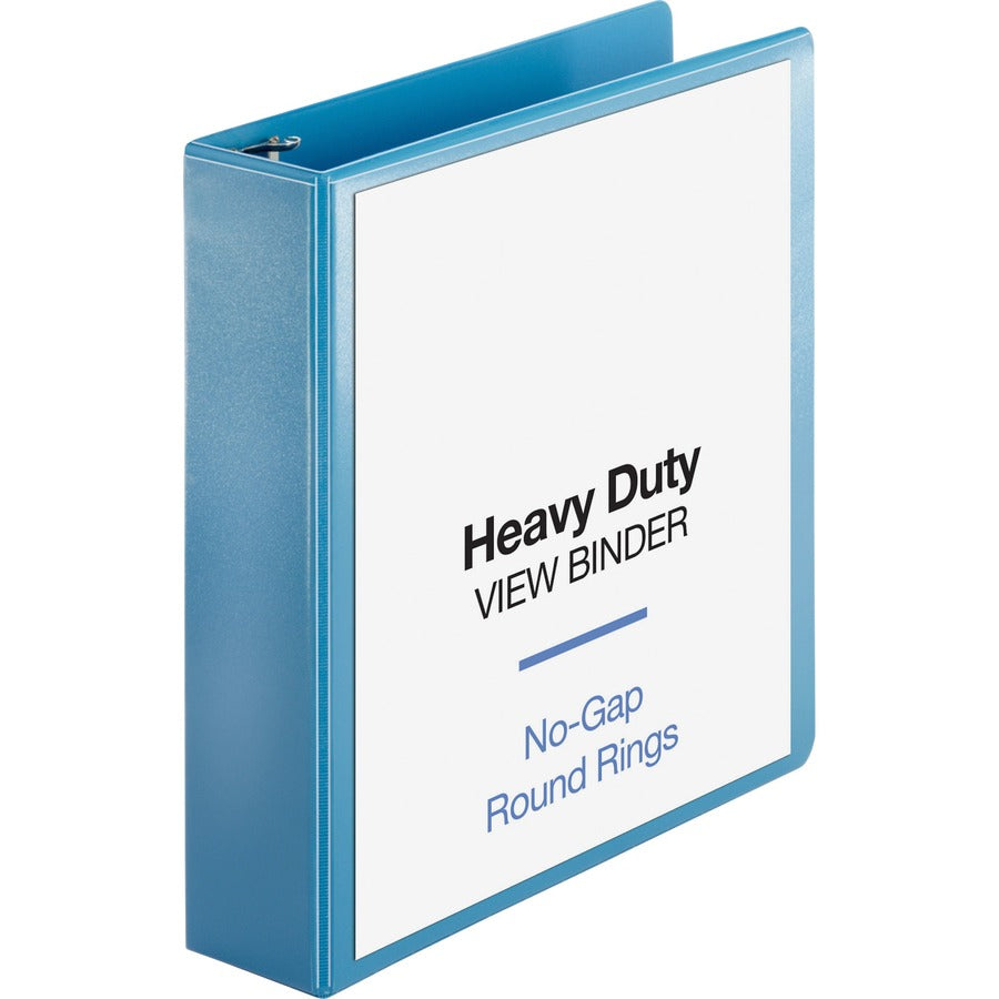 Business Source Premium Round Ring View Binder - 2" Binder Capacity - Letter - 8 1/2" x 11" Sheet Size - 475 Sheet Capacity - Fastener: Round Ring - Pocket: 2, Internal - Polypropylene, Board, Chipboard - Light Blue - Wrinkle-free, Non-glare, Transfer...
