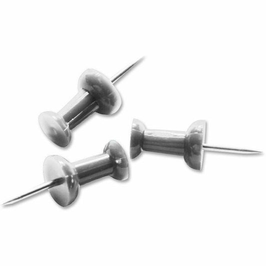 Business Source Pushpins - 0.25" Head - for Office, Bulletin Board, Corkboard - Silver - 100 / Box