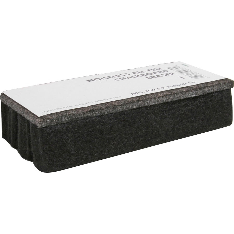 Lorell 1 Chalkboard Eraser - Noiseless, Dustless - Black - Felt - 1 Each
