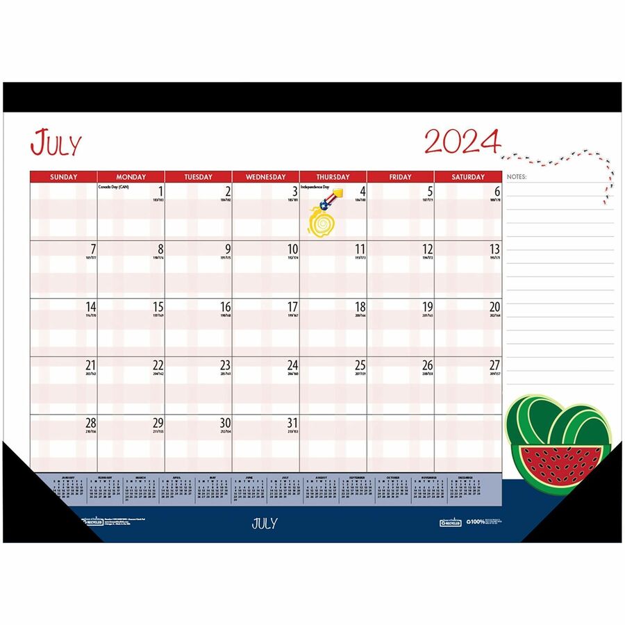 House of Doolittle Seasonal Holiday Academic Desk Pad - Academic - Julian Dates - Monthly - 12 Month - July 2026 to June 2027 - 1 Month Single Page Layout - Desk Pad - Black - Leatherette - 17" Height x 22" Width - 1 Each