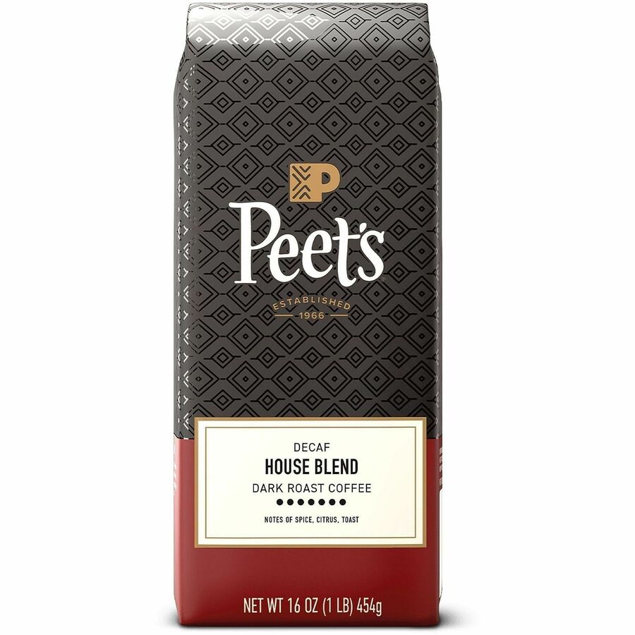 Peet's Ground House Blend Decaf Coffee - Dark - 16 oz - Ground - Decaffeinated - 1 Each