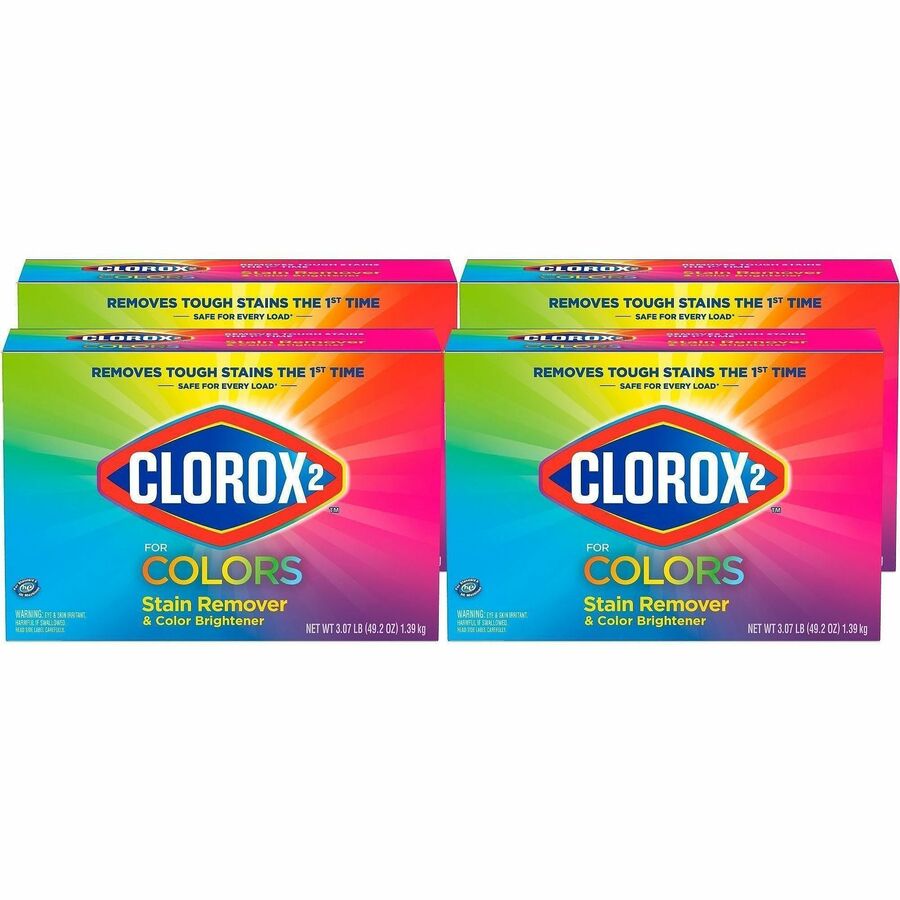 Clorox for Colors Stain Remover and Color Brightener Powder - For Hotel, Restaurant, Day Care - Powder - 49.20 oz (3.07 lb) - Recommended For: Stain Remover, Odor Remover, Grass Remover, Wine Remover, Sweat Remover, Coffee Remover - Multi - 4 / Carton
