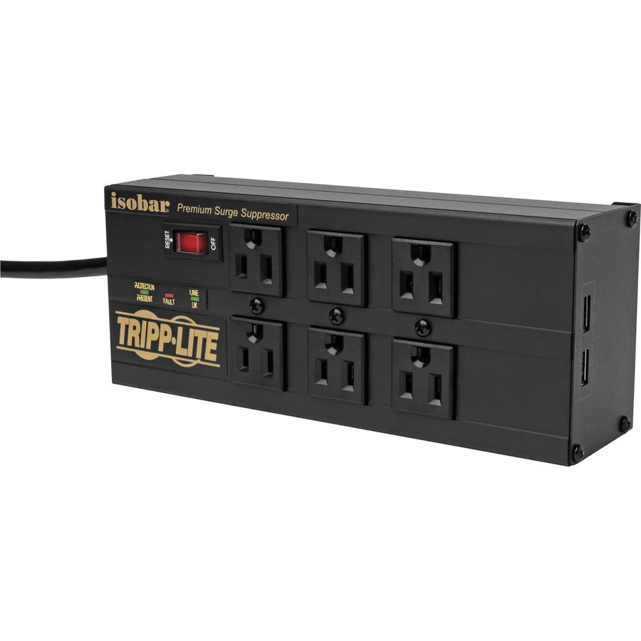 Tripp Lite series 6-Outlet Surge Suppressor/Protector - 6 x NEMA 5-15R, 2 x USB - 3840 J