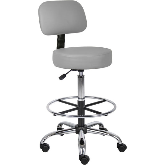 Boss B16245-GY Drafting Stool - Gray Seat Color - Vinyl, Foam Seat Material - Gray Back Color - Vinyl, Plush Back Material - 5-star Base - 1 Each