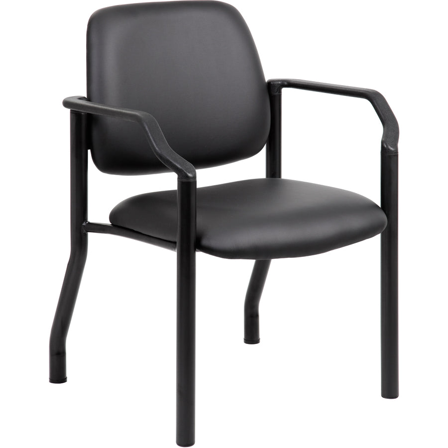 Boss Antimicrobial Guest Chair, 300 lb. Weight Capacity - Black Seat Color - Vinyl Seat Material - Black Back Color - Vinyl Back Material - Black Frame Color - Steel Frame Material - Mid Back - Four-legged Base - 1 Each