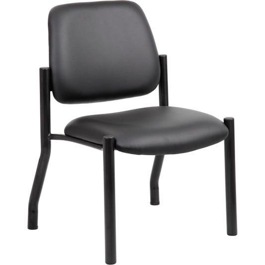 Boss Antimicrobial Armless Guest Chair, 300 lb. Weight Capacity - Black Seat Color - Vinyl Seat Material - Black Back Color - Vinyl Back Material - Black Frame Color - Steel Frame Material - Mid Back - Four-legged Base - 1 Each
