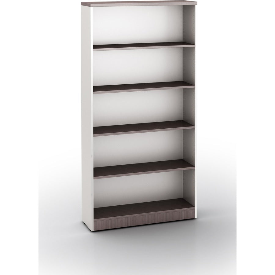 Boss Simple System 35 x 12 Bookcase, Driftwood - 71" Height x 35.4" Width x 11.8" Depth - Finish: Driftwood, Silver - 1 Each