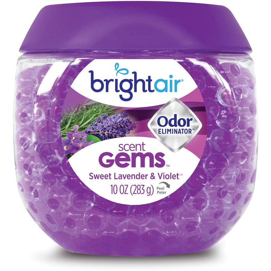 Bright Air Sweet Gems Lavender Odor Eliminator - Gel - 10 oz - Sweet Lavender & Violet - 45 Day - Long Lasting, Phthalate-free, BHT Free, Odor Neutralizer, Triclosan-free - 1 Each