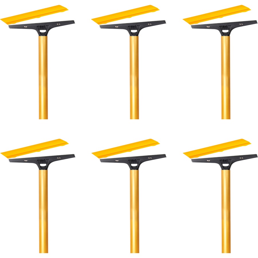 Ettore Heavy Duty Floor Scraper - 4" Carbon Steel Blade - 48" Anodized Aluminum Handle - Heavy Duty, Angled Head, Rubberized Grip - Gold - 6 / Carton