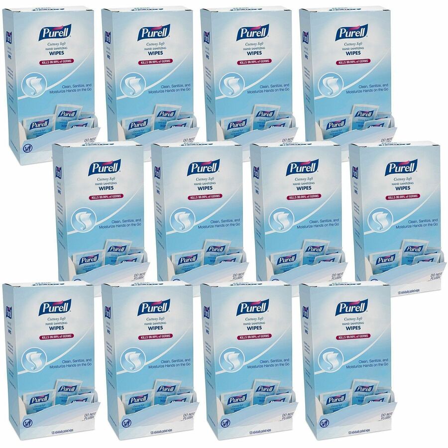 PURELL&reg, Cottony Soft Sanitizing Wipes - 5" Width x 7" Length - White - 120/Box - 12 / Carton
