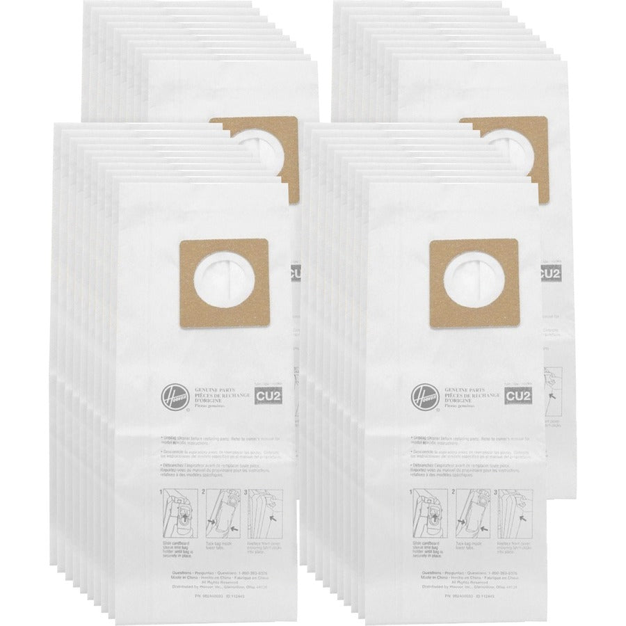 Hoover HushTone Vacuum Bags - 10/Pack - 4 / Carton - Disposable, Micro Allergen - White