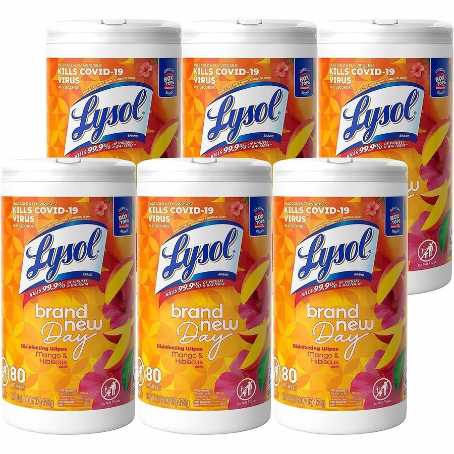 Lysol Brand New Day Disinfecting Wipes - For Multi Surface, Multipurpose - Wipe - Mango Scent - Recommended For: Germs Remover, Bacteria Remover, Virus Remover, Allergen Remover, Pet Dander Remover, Dust Mite Remover, Pollen Remover, Fungi Remover - Di...