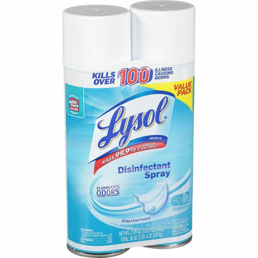 Lysol Crisp Linen Disinfectant Spray - Ready-To-Use - 19 oz (1.19 lb) - Crisp Linen Scent - Clear - 2 / Pack