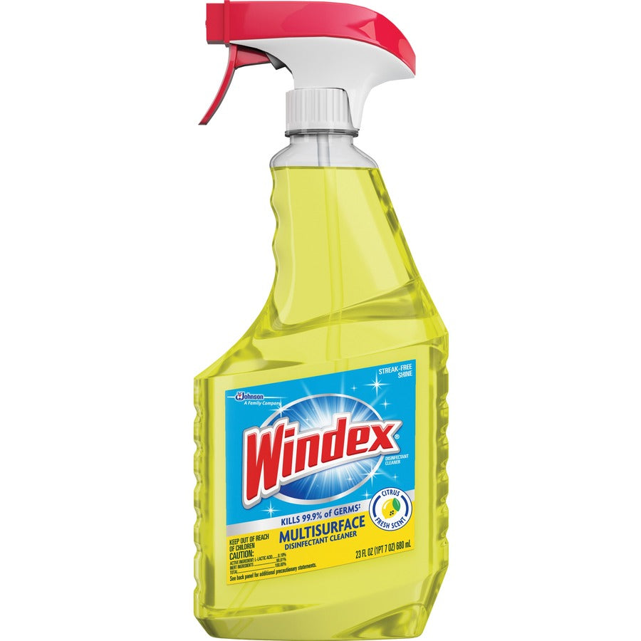 Windex&reg, MultiSurface Disinfectant Spray - Ready-To-Use - 23 fl oz (0.7 quart) - Fresh Citrus Scent - Residue-free, Streak-free, Ammonia-free, Antibacterial, Disinfectant - Yellow Bottle - 1 Each
