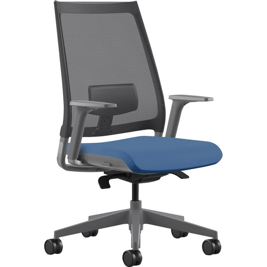 9 to 5 Seating Luna 3460 Task Chair - Blue Seat Color - Foam Seat Material - Black Back Color - Mesh Back Material - 5-star Base - 1 Each