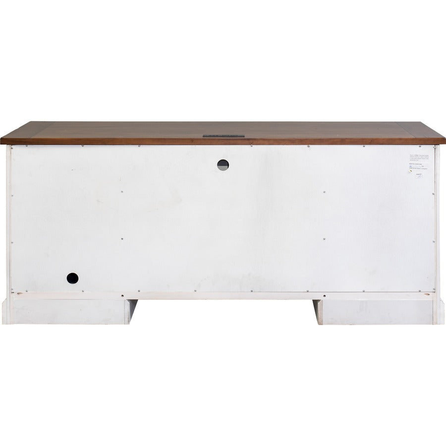 Martin 70" Credenza - 5-Drawer - 30" Height x 70" Width x 24" Depth - Total Drawer(s): 5 - Finish: Weathered Wire Brushed Chalk - Rustic Knotty Cherry Table Top - 1 Each