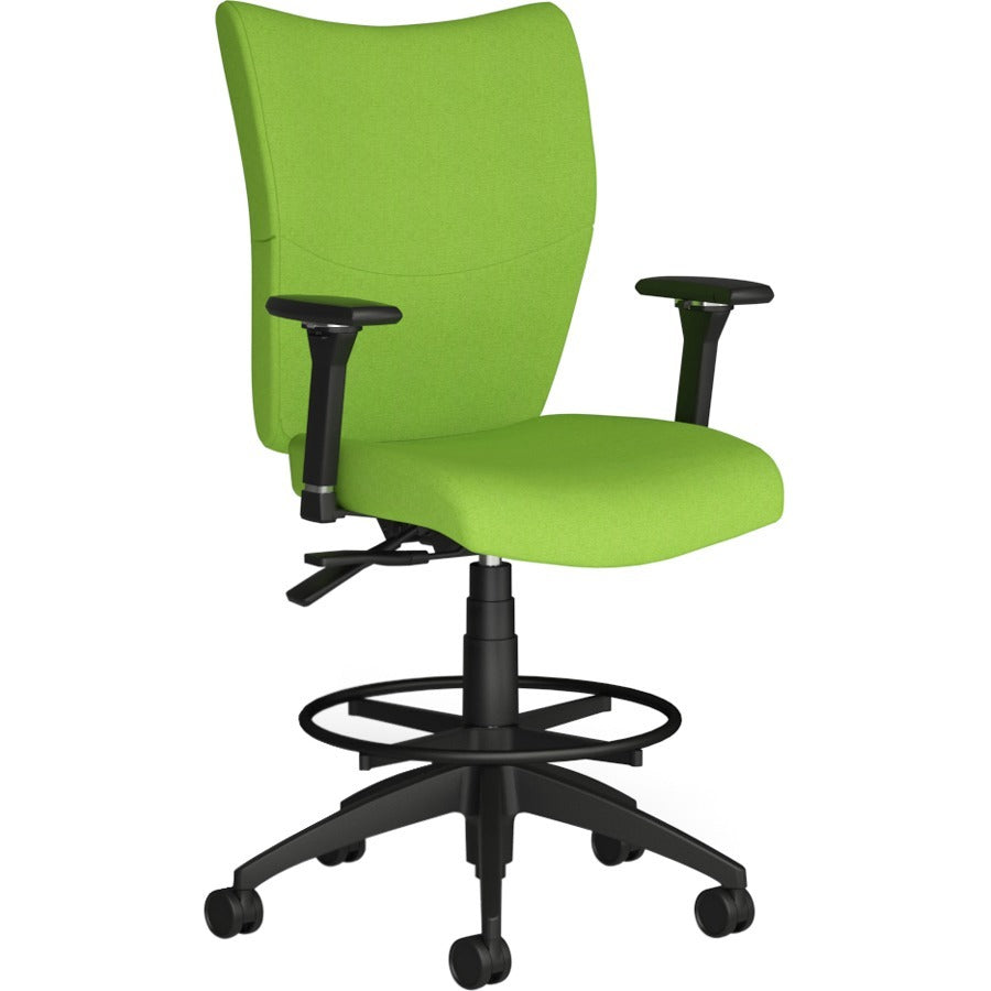 9 to 5 Seating Drafting Stool With Posture Back Control,Adjustable Height Arm - Blue Seat Color - Foam Seat Material - Blue Back Color - Foam Back Material - 5-star Base - 1 Each