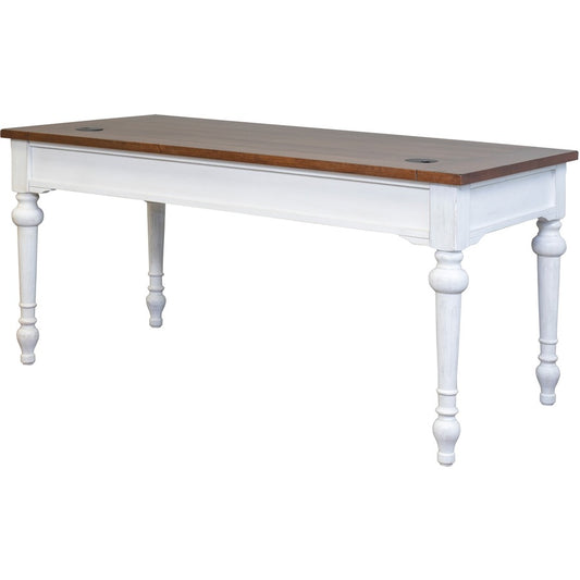 Martin Writing Desk, Drop Front Pencil Drawer, 2 Grommets - Total Drawer(s): 1 - Finish: Weathered Wire Brushed Chalk - Rustic Knotty Cherry Table Top - 1 Each