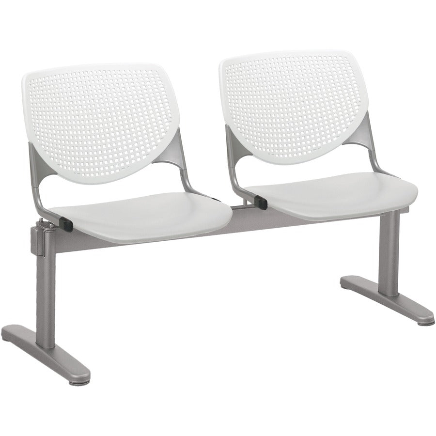 KFI Kool 2 Seat Beam Chair - Light Gray Seat Color - Polypropylene Seat Material - White Back Color - Polypropylene, Aluminum Alloy Back Material - Powder Coated Silver Frame Color - Tubular Steel Frame Material - 1 Each
