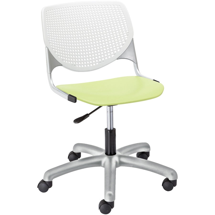 KFI Kool Task Chair With Perforated Back - Lime Green Seat Color - Polypropylene Seat Material - White Back Color - Polypropylene, Aluminum Alloy Back Material - Powder Coated Silver Frame Color - Tubular Steel Frame Material - 5-star Base - 1 Each