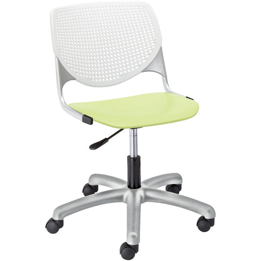 KFI Kool Task Chair With Perforated Back - Lime Green Seat Color - Polypropylene Seat Material - White Back Color - Polypropylene, Aluminum Alloy Back Material - Powder Coated Silver Frame Color - Tubular Steel Frame Material - 5-star Base - 1 Each