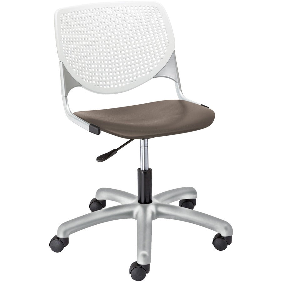 KFI Kool Task Chair With Perforated Back - Brownstone Seat Color - Polypropylene Seat Material - White Back Color - Polypropylene, Aluminum Alloy Back Material - Powder Coated Silver Frame Color - Tubular Steel Frame Material - 5-star Base - 1 Each