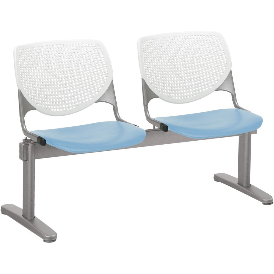 KFI Kool 2 Seat Beam Chair - Sky Blue Seat Color - Polypropylene Seat Material - White Back Color - Polypropylene, Aluminum Alloy Back Material - Powder Coated Silver Frame Color - Tubular Steel Frame Material - 1 Each