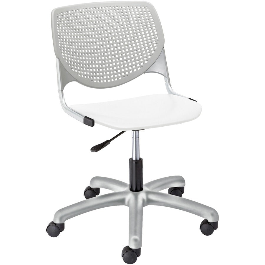 KFI Kool Task Chair With Perforated Back - White Seat Color - Polypropylene Seat Material - Light Gray Back Color - Polypropylene, Aluminum Alloy Back Material - Powder Coated Silver Frame Color - Tubular Steel Frame Material - 5-star Base - 1 Each