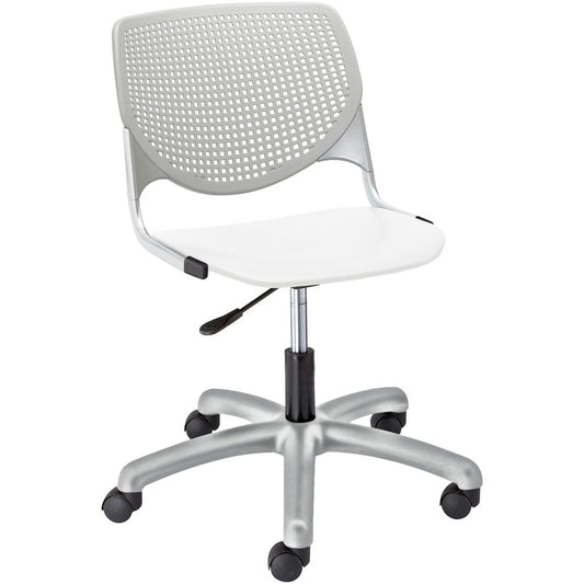 KFI Kool Task Chair With Perforated Back - White Seat Color - Polypropylene Seat Material - Light Gray Back Color - Polypropylene, Aluminum Alloy Back Material - Powder Coated Silver Frame Color - Tubular Steel Frame Material - 5-star Base - 1 Each