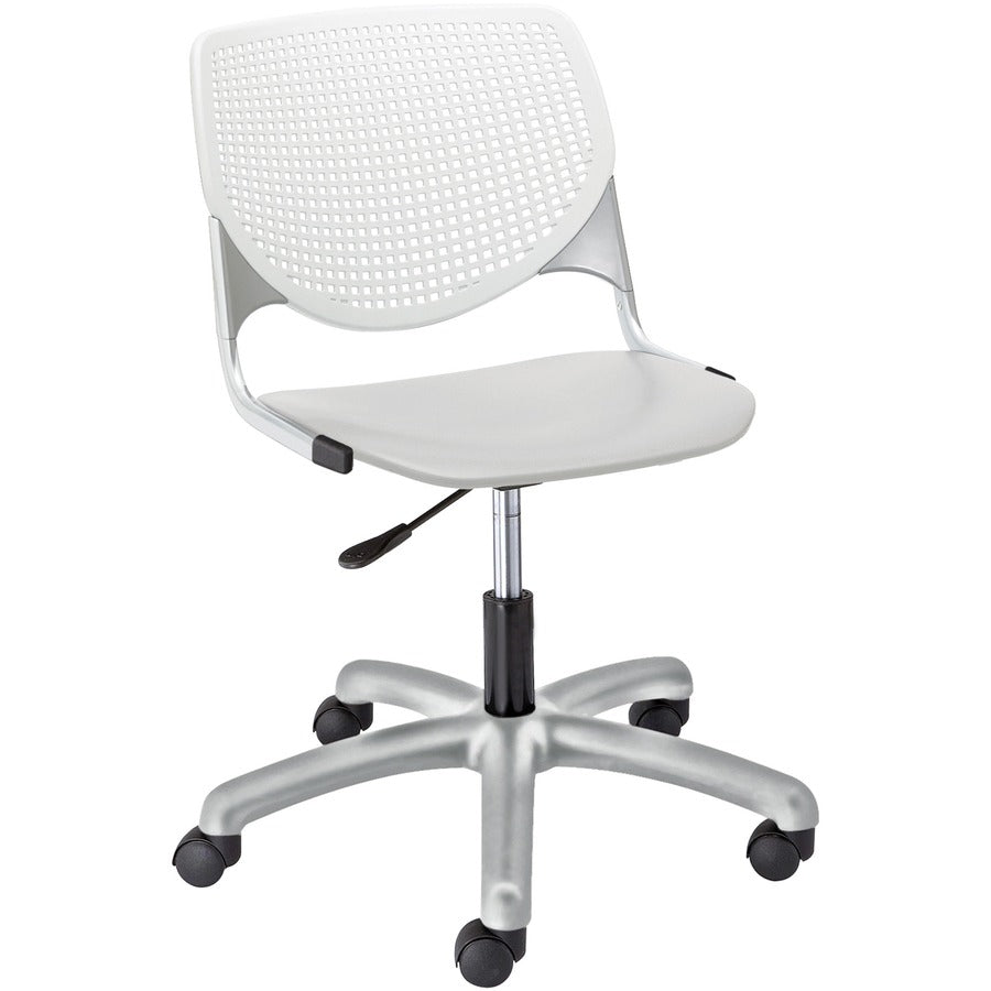 KFI Kool Task Chair With Perforated Back - Light Gray Seat Color - Polypropylene Seat Material - White Back Color - Polypropylene, Aluminum Alloy Back Material - Powder Coated Silver Frame Color - Tubular Steel Frame Material - 5-star Base - 1 Each
