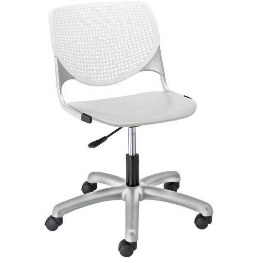 KFI Kool Task Chair With Perforated Back - Light Gray Seat Color - Polypropylene Seat Material - White Back Color - Polypropylene, Aluminum Alloy Back Material - Powder Coated Silver Frame Color - Tubular Steel Frame Material - 5-star Base - 1 Each