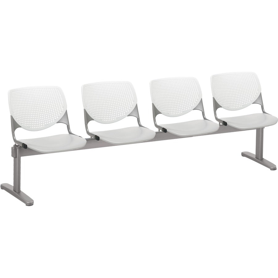 KFI Kool 4 Seat Beam Chair - Light Gray Seat Color - Polypropylene Seat Material - White Back Color - Polypropylene, Aluminum Alloy Back Material - Powder Coated Silver Frame Color - Tubular Steel Frame Material - 1 Each