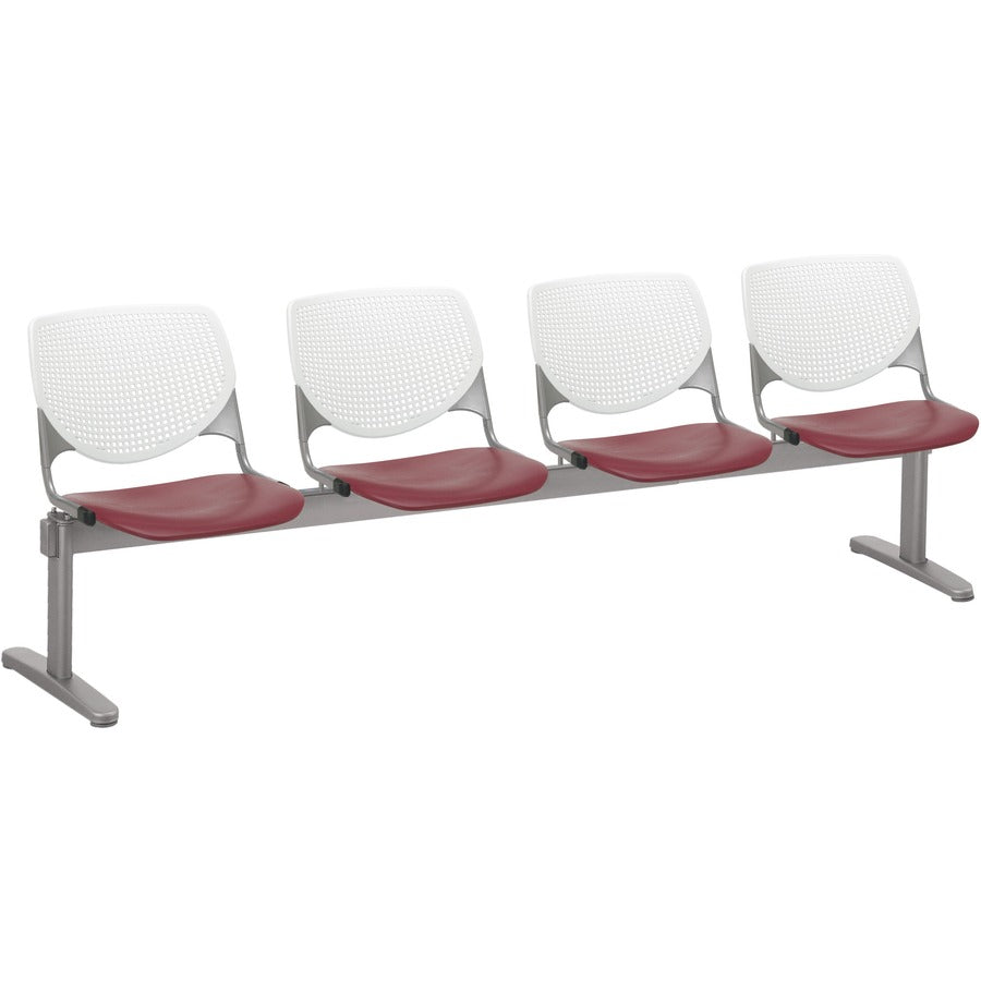 KFI Kool 4 Seat Beam Chair - Burgundy Seat Color - Polypropylene Seat Material - White Back Color - Polypropylene, Aluminum Alloy Back Material - Powder Coated Silver Frame Color - Tubular Steel Frame Material - 1 Each