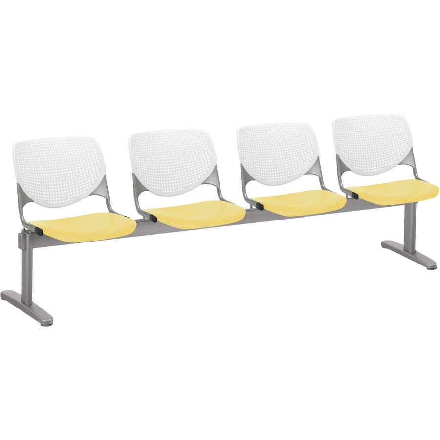 KFI Kool 4 Seat Beam Chair - Yellow Seat Color - Polypropylene Seat Material - White Back Color - Polypropylene, Aluminum Alloy Back Material - Powder Coated Silver Frame Color - Tubular Steel Frame Material - 1 Each