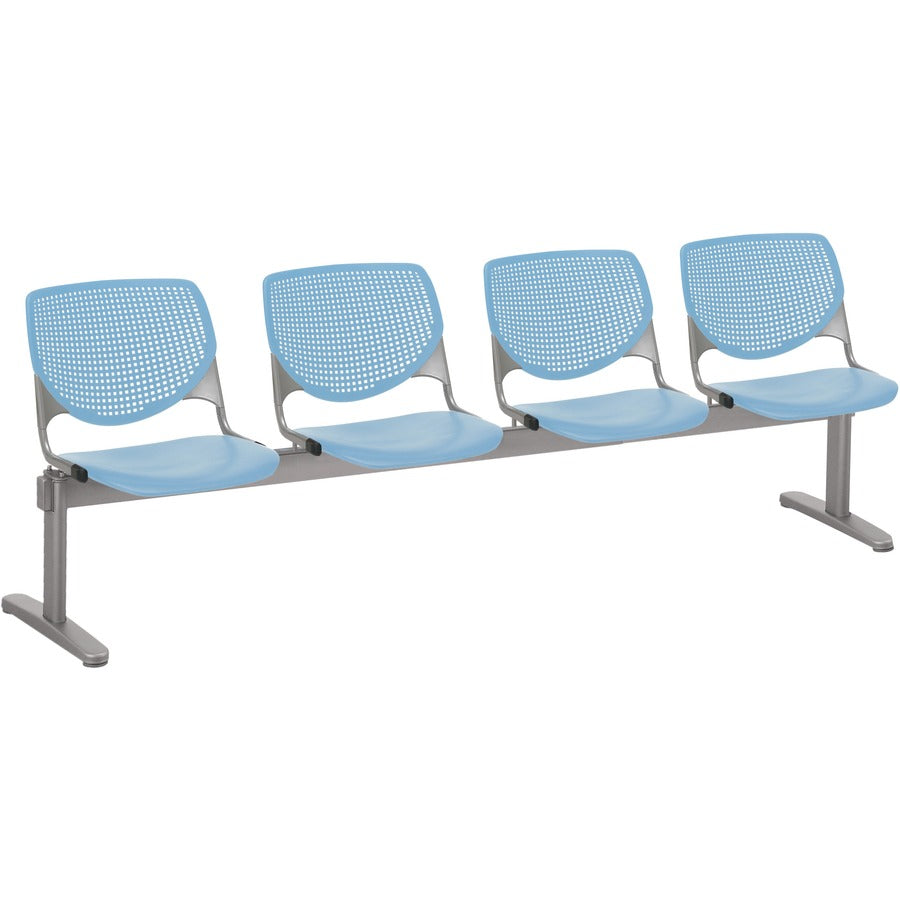 KFI Kool 4 Seat Beam Chair - Sky Blue Seat Color - Polypropylene Seat Material - Sky Blue Back Color - Polypropylene, Aluminum Alloy Back Material - Powder Coated Silver Frame Color - Tubular Steel Frame Material - 1 Each