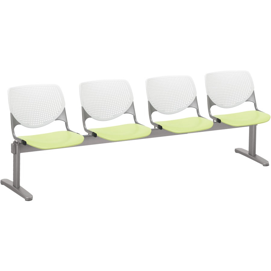 KFI Kool 4 Seat Beam Chair - Lime Green Seat Color - Polypropylene Seat Material - White Back Color - Polypropylene, Aluminum Alloy Back Material - Powder Coated Silver Frame Color - Tubular Steel Frame Material - 1 Each