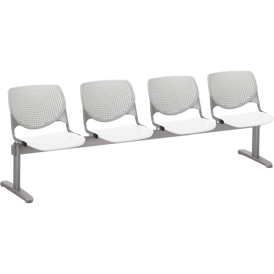 KFI Kool 4 Seat Beam Chair - White Seat Color - Polypropylene Seat Material - Light Gray Back Color - Polypropylene, Aluminum Alloy Back Material - Powder Coated Silver Frame Color - Tubular Steel Frame Material - 1 Each