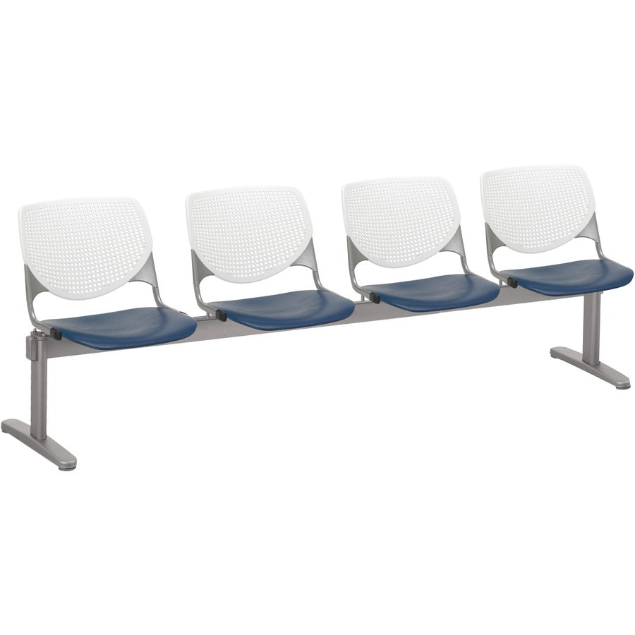 KFI Kool 4 Seat Beam Chair - Navy Seat Color - Polypropylene Seat Material - White Back Color - Polypropylene, Aluminum Alloy Back Material - Powder Coated Silver Frame Color - Tubular Steel Frame Material - 1 Each