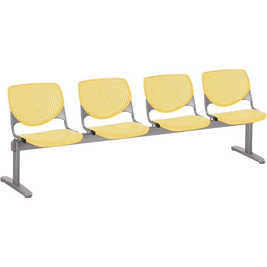 KFI Kool 4 Seat Beam Chair - Yellow Seat Color - Polypropylene Seat Material - Yellow Back Color - Polypropylene, Aluminum Alloy Back Material - Powder Coated Silver Frame Color - Tubular Steel Frame Material - 1 Each