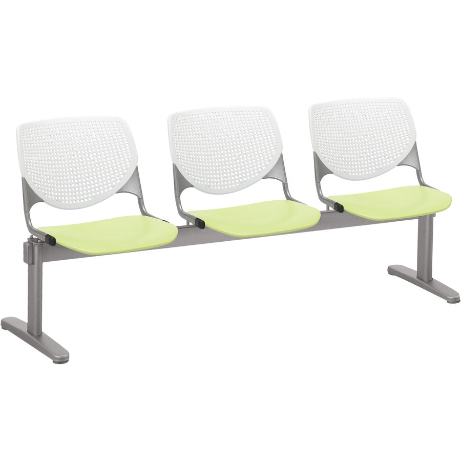 KFI Kool 3 Seat Beam Chair - Lime Green Seat Color - Polypropylene Seat Material - White Back Color - Polypropylene, Aluminum Alloy Back Material - Powder Coated Silver Frame Color - Tubular Steel Frame Material - 1 Each