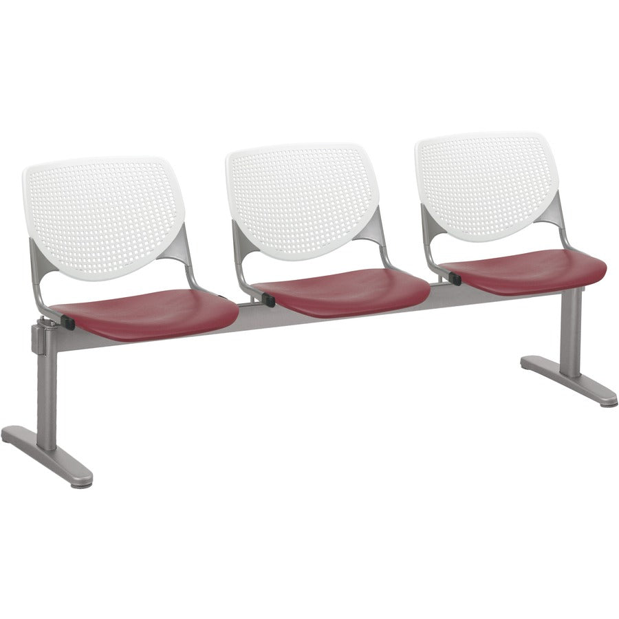 KFI Kool 3 Seat Beam Chair - Burgundy Seat Color - Polypropylene Seat Material - White Back Color - Polypropylene, Aluminum Alloy Back Material - Powder Coated Silver Frame Color - Tubular Steel Frame Material - 1 Each