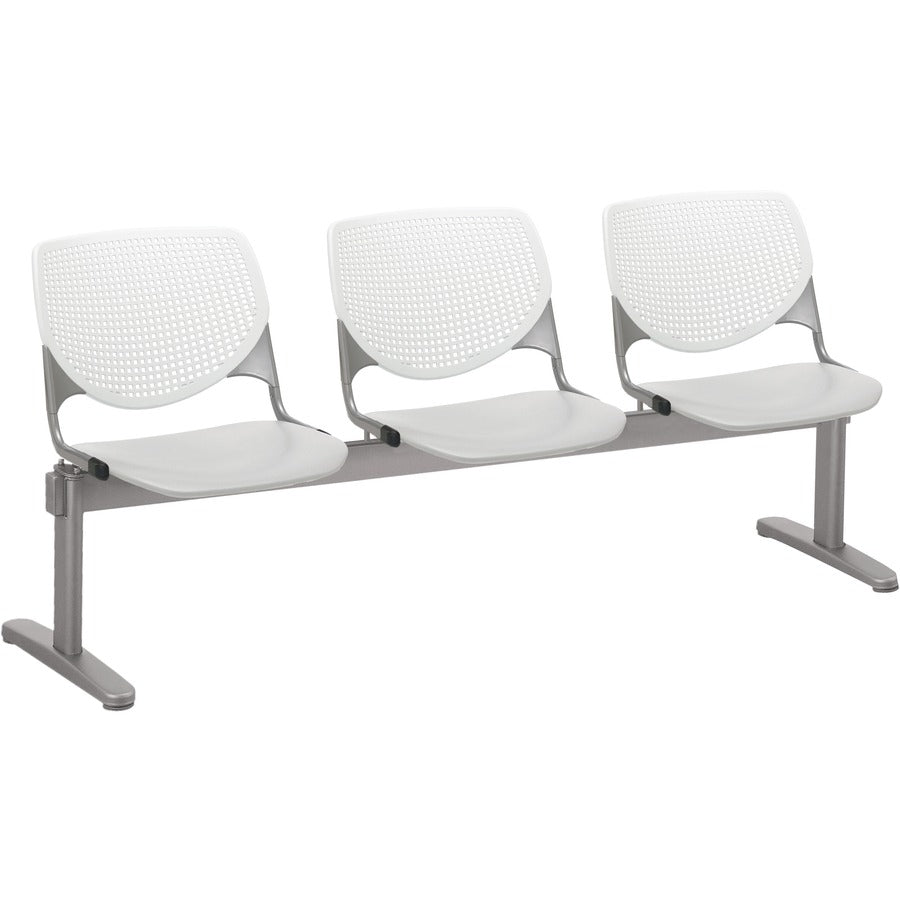 KFI Kool 3 Seat Beam Chair - Light Gray Seat Color - Polypropylene Seat Material - White Back Color - Polypropylene, Aluminum Alloy Back Material - Powder Coated Silver Frame Color - Tubular Steel Frame Material - 1 Each