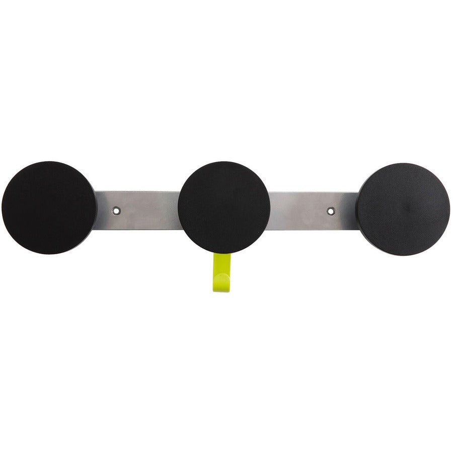 Alba Triple Metal Wall Coat Peg - 3 Hooks - 66.14 lb (30 kg) Capacity - 1.4" Height x 4.3" Width - for Coat, Clothes - Metal - Silver, Black, Metallic Gray - Powder Coated - 1 Each