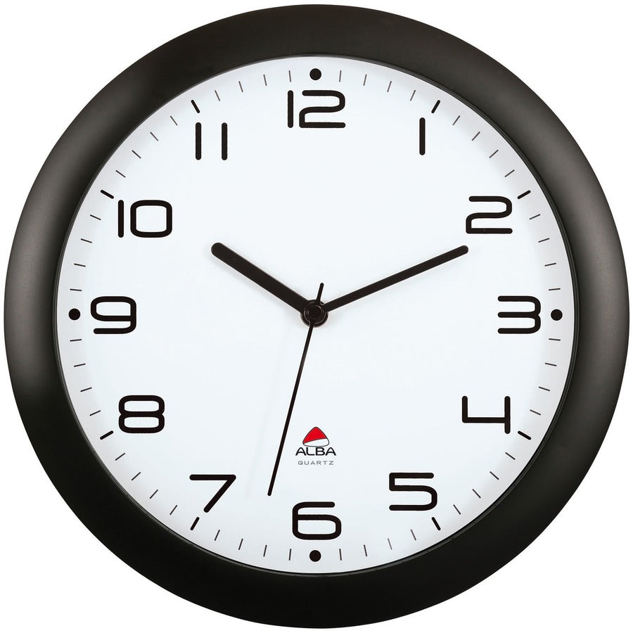 Alba Wall Clock - Analog - Quartz - White Main Dial - Black Case - Classic Style
