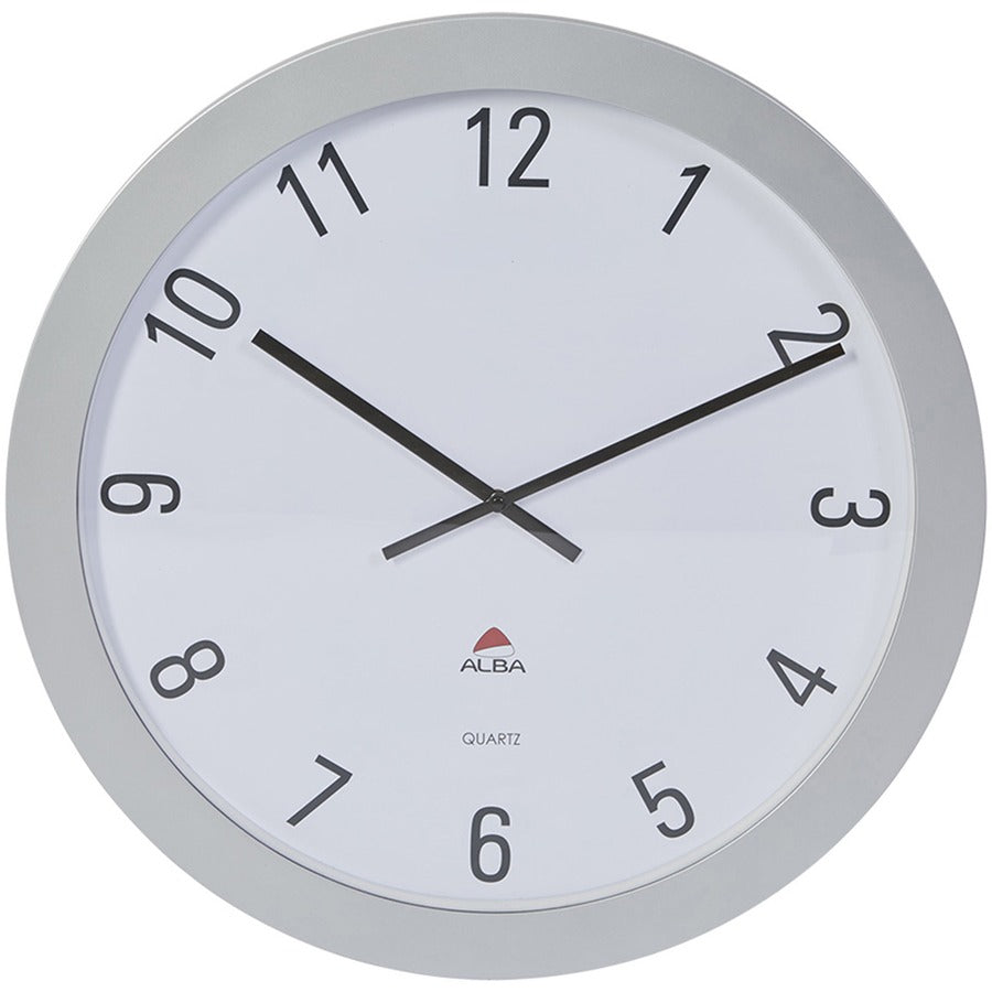 Alba Wall Clock - Analog - Quartz - White Main Dial - Gray Case - Plastic