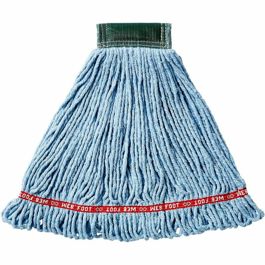 Rubbermaid Commercial 5" Headband Shrinkless Wet Mop - Medium - Moisture Resistant, Chemical Resistant, Looped Ends, Durable, Antimicrobial, Shrinkless, Odor Resistant, Stain Resistant, Colorfast - Synthetic, Yarn, Cotton, PVC - Blue - 1.25 lb - 6 / Ca...
