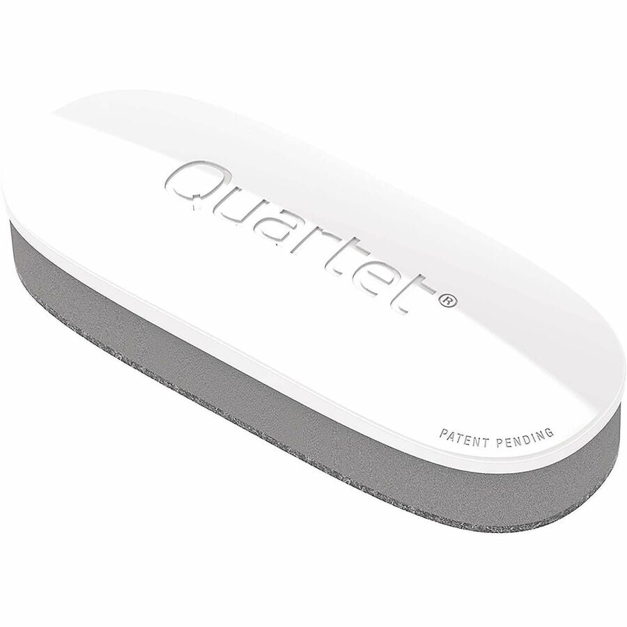 Quartet Dry-Erase Board Eraser - 2" Width x 5" Length - Streak-free, Comfortable Grip, Dustless, Stain Resistant - White, Silver - Foam, Felt - 1 Each