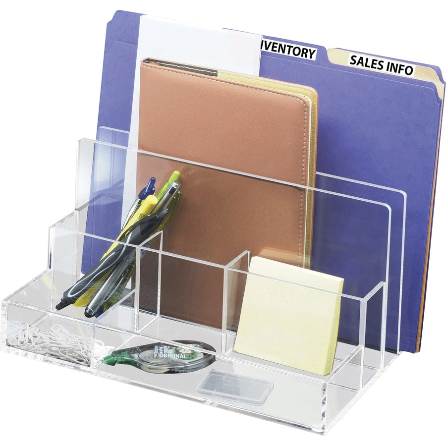 Kantek File Sorter Desk Organizer - 10.60" Height x 11" Width x 6.50" Depth - Desktop - Clear - Acrylic - 1 Each