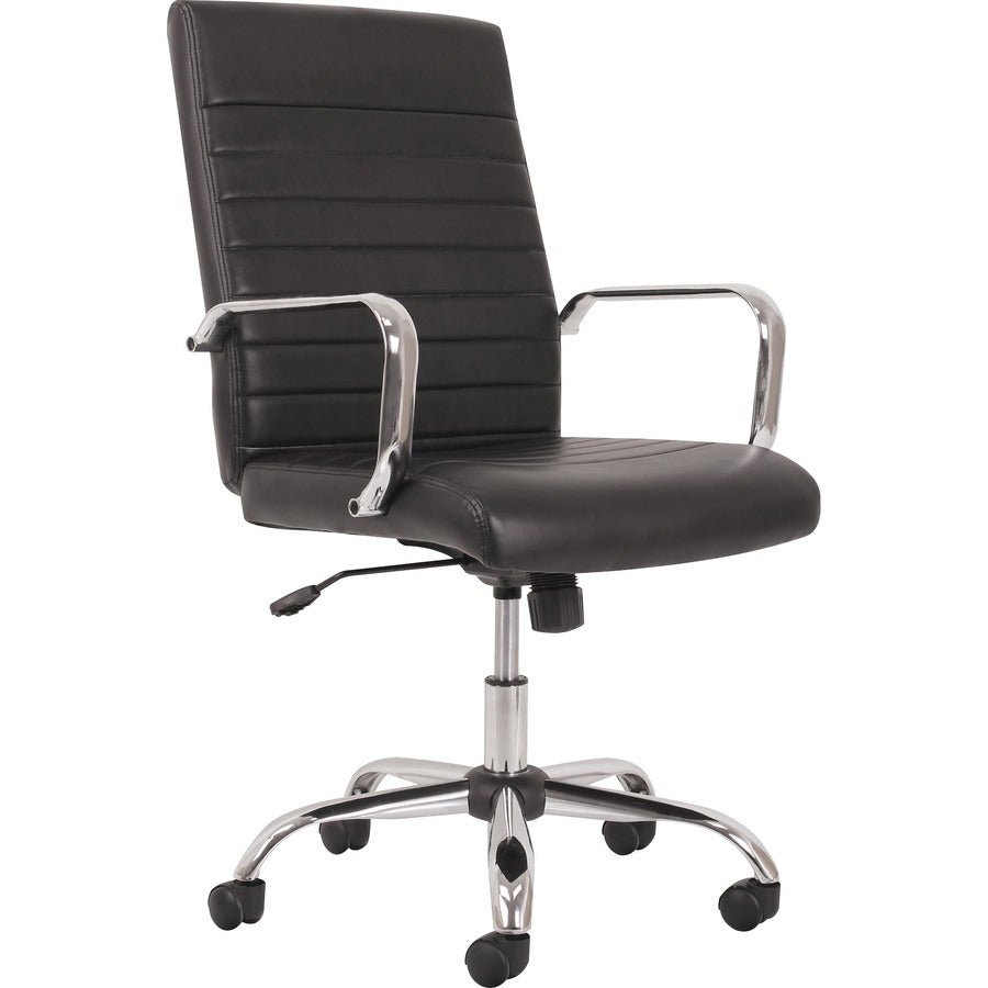 Sadie Seating Leather Executive Chair - Black Seat Color - Leather Seat Material - Chrome Frame Material - High Back - 5-star Base - Black - 1 Each